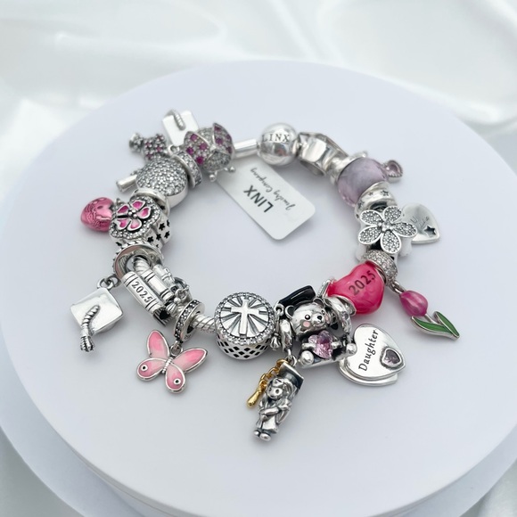 Linx Snake Chain Bracelet with Daughter and Class of 2025 Graduation Charms